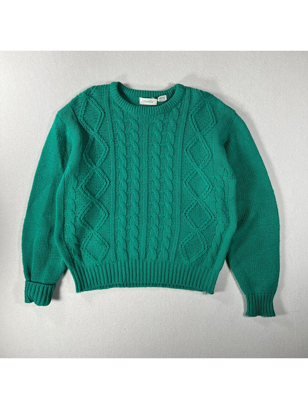 Lands' End Green Cable Knit Pullover Sweater Size XL